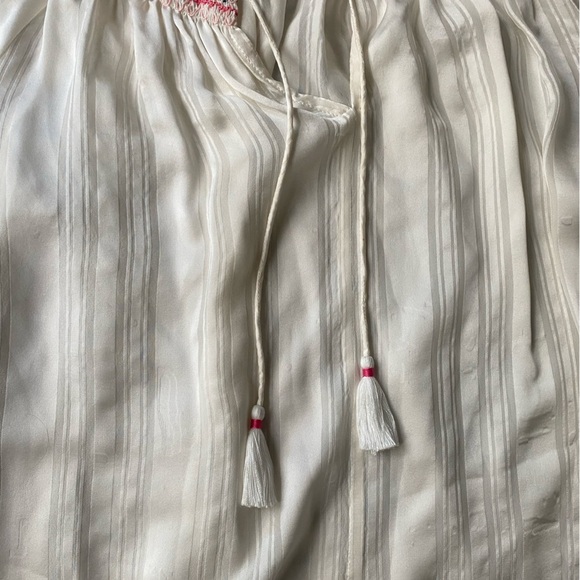 Johnny Was Silk Smock Peasant White Embroidered Blouse size Small - Picture 6 of 7